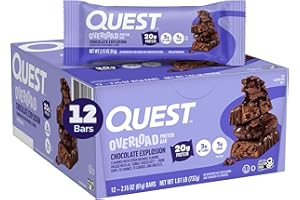Quest Nutrition Overload Protein Bars, Chocolate Explosion, 20g Protein, 1g Sugar, 3g Net Carbs, Gluten Free, 12 Count