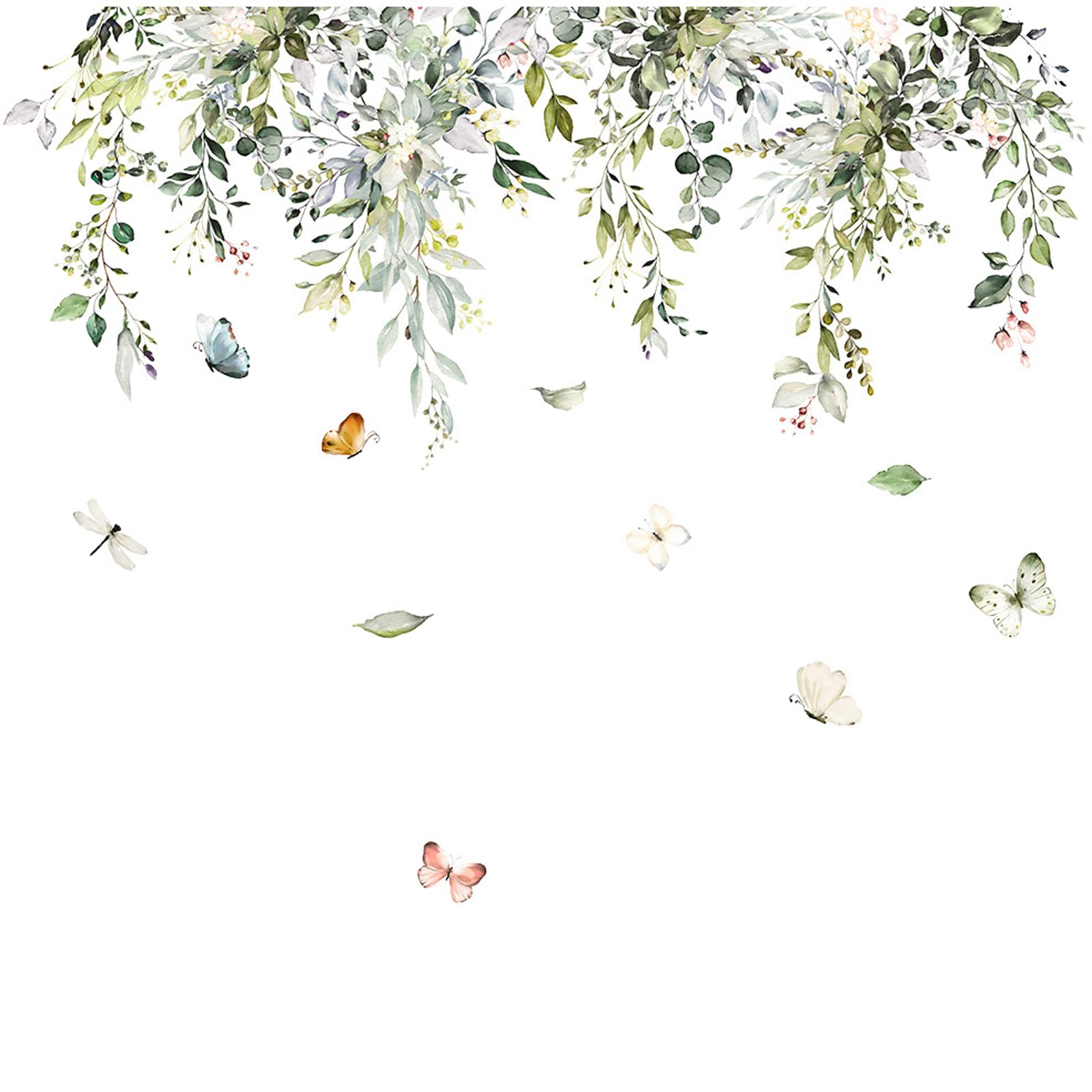 JYJLLM 2 Pack Hanging Green Vine Wall Decals，Plants Leaves Birds Wall Stickers，wall Stickers，wall Stickers for bedrooms，Suitable for Bedroom Living Room Sofa TV Background Wall Decor