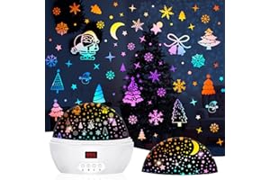 ANTEQI Christmas Night Light Projector, Star & Christmas Theme Projector Night Light for Kids Bedroom, 360 Degree Rotating Night Lamp with Timer for Baby Nursery, Star for Ceiling Boys Girls Xmas Gifts