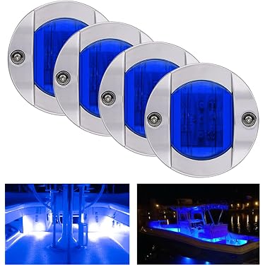 Lumières Marines de Bateau, 42LED 1500LM IP68 Étanche Lumière LED sous Marine Grand Angle 120° Feux de Navigation pour Bateaux Acier Inoxydable pour Croisière Navires Voiliers(Lumière Blanche