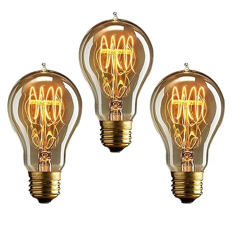KJLARS 3X Vintage Edison Glühbirne Glühlampe E27 40W A19 Birne Für Retro Nostalgie Beliebte Dekoratives Leuchtmittel