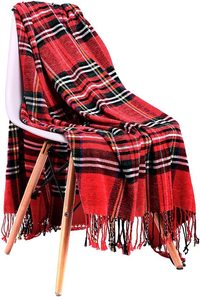 Amazon Com Judybridal Plaid Chenille Throw Blanket Extra Soft