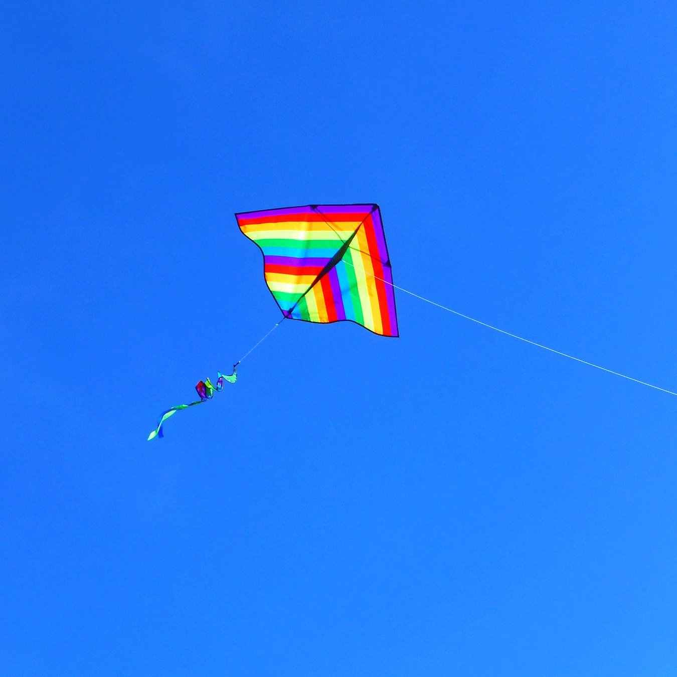 Rainbow Stripe Delta Kite - 46 Inch Single Line Beginner Kite With Line & Bag