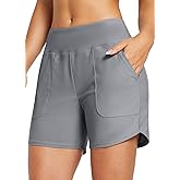 baleaf Women's 3"/5"/7"/9" High Waisted Swim Board Shorts Quick Dry Swimsuits Bottoms Trunks with Pockets