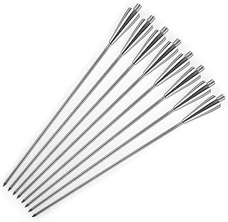 blumfeldt - Vesta, Gartenfackel, Öllampe, 8er Set, Edelstahl, 245 ml Ölbehälter, kindersicherer Verschluß, 6 h Brenndauer, Glasfaserdocht, angespitztes Ende, Silber