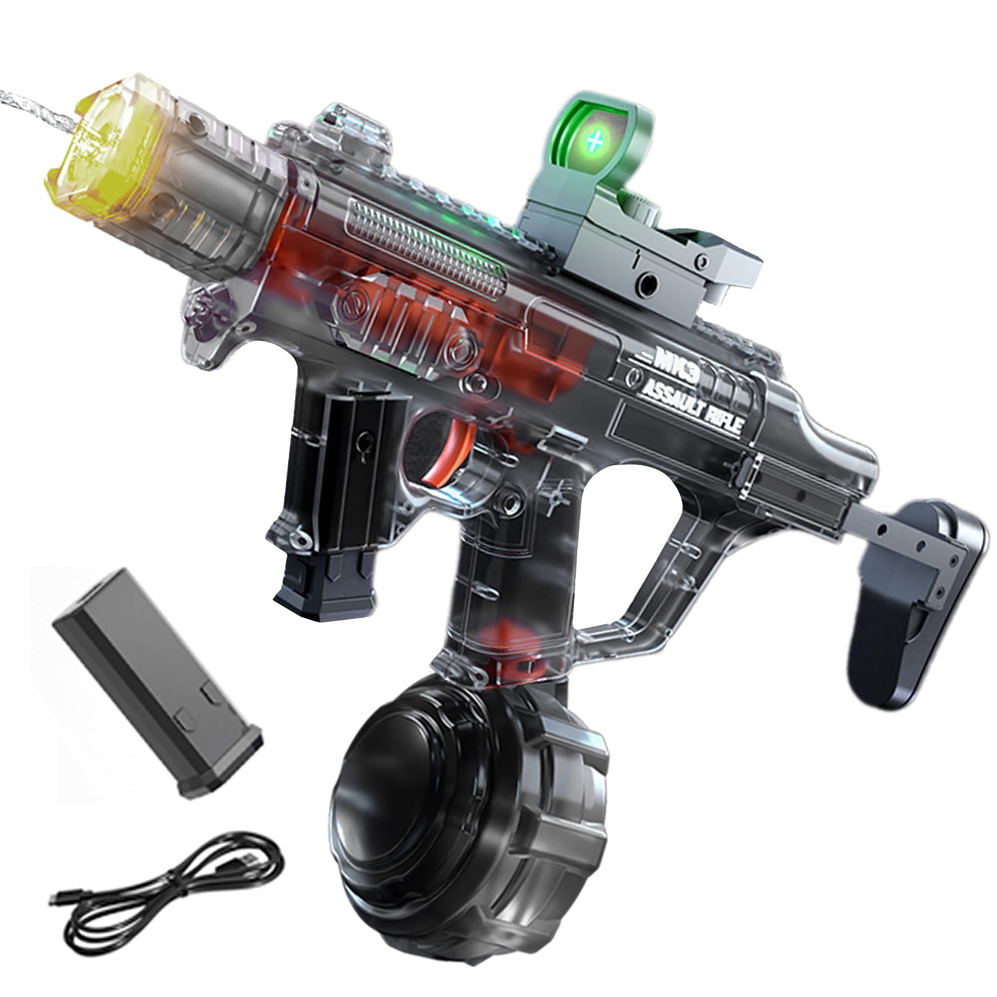 Electric Water Gun, Automatic Water Pistol with LED Light, 24-30 FT Range Large Capacity Electric Water Guns, Summer Water Toys for Outdoor, Beach, Pool Party