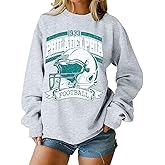MOUSYA Football Sweatshirts Women Game Day Sweatshirt Game Day Fan Gift Long Sleeve Tops