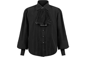 ABABC Men's Pirate Shirt Vampire Ruffled Steampunk Shirts Long Sleeve Gothic Victorian Blouse Medieval Renaissance Costumes