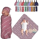 IWEORTHY Personalized Baby Swaddle - Boy & Girl Blankets with Name, Newborn Swaddle Wrap(Names)