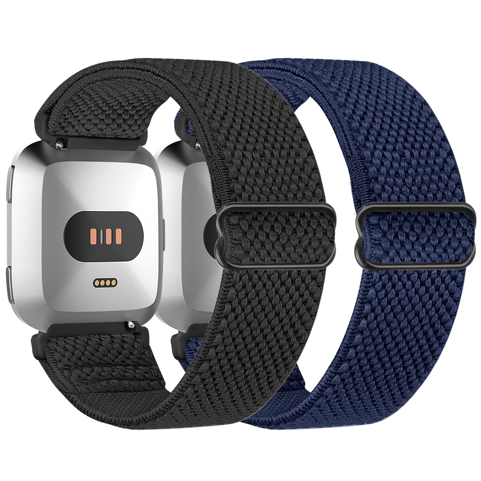 Tiptops Strap Compatible with Fitbit Versa 2 Wristband/Fitbit Versa Wristband for Women/Men, Sports Elastic Adjustable Nylon Watch Strap for Fitbit Versa/Versa 2/Versa Lite - Pack of 2,