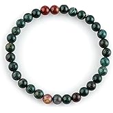 NJCRAFT Gemstone Beads Bracelet for Men & Women, Natural Crystal Round Beads Handmade Elastic Bracelet 6+4 Inch Adjustable, 5-7 mm Healing Stone Jewelry