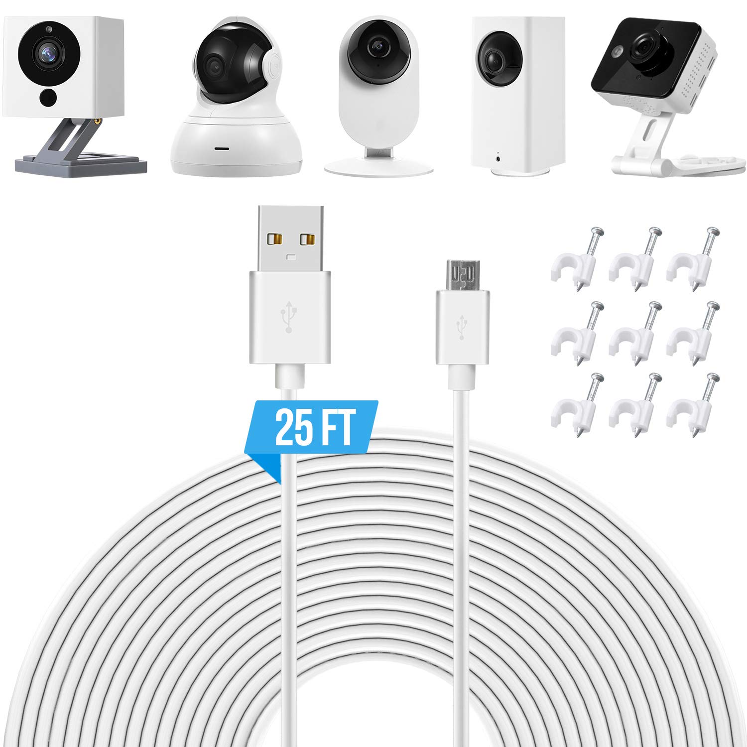 Maxdot 25 ft Power Extension Cable Compatible with Blink Cam, Wyze Cam