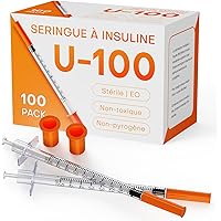 U-100 0.5ml Insulin 31G Syringes 1/4 Inch (6mm) with Needle, Individually Wrapped, Pack of 100
