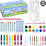 Bluey 52pc Kids Art Stationery Set Watercolour Felt Pens Crayons Pencils Travel view 2