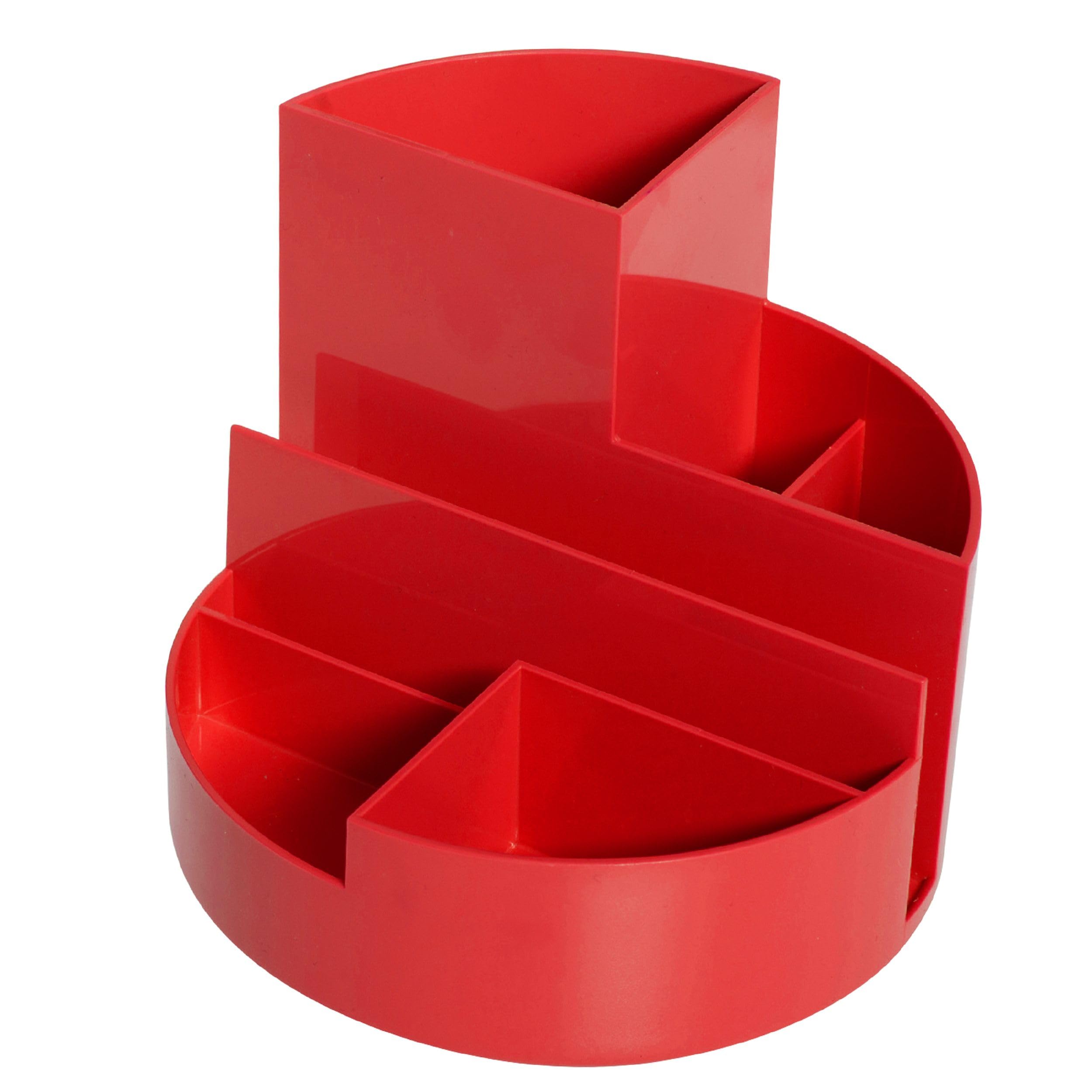 Maul 140 x 125 mm Round Box ,desk organiser, 6 compartments, the original from Germany- Red