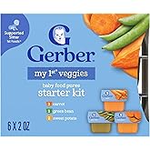 Gerber Stage 1 Baby Food, Veggie Variety Pack Puree Tubs, Baby Puree, 2PK | Stage 1 veggie puree variety; green bean, sweet potato, carrot; 12 x 2 oz tubs