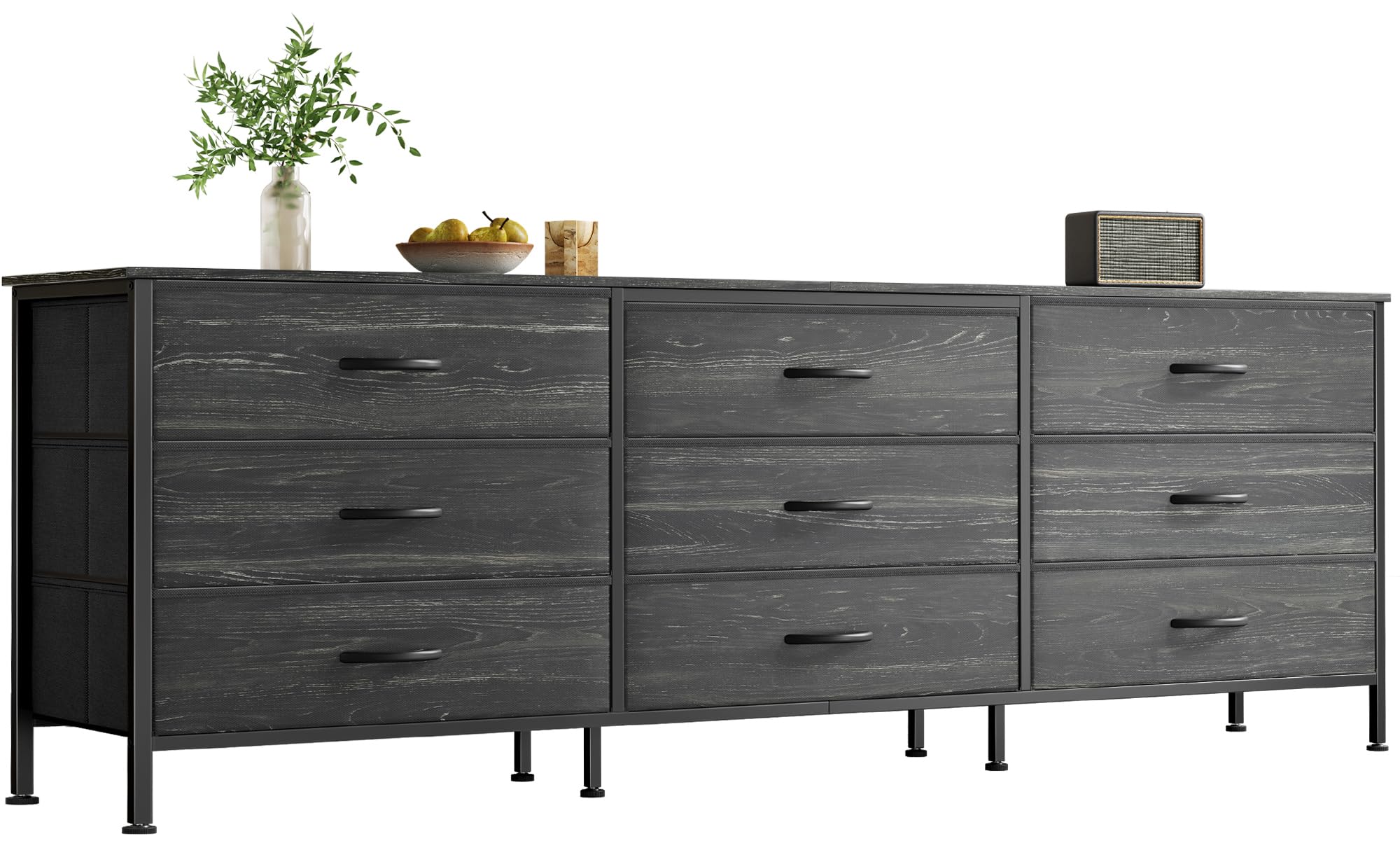 huuger 63 inch dresser for bedroom, dresser for closet with 9 drawers, large tv stand for 55, 65, 70