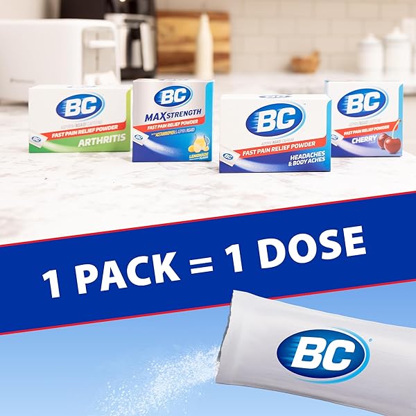 BC POWDER PAIN RELIEVER, CHERRY FLAVOR ASPIRIN DISSOLVE PACKS, 4 COUNT POWDER PACKETS, 6 PACK