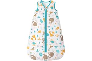 Mosebears Sleep Sack Baby Winter Wearable Blanket with 2-Way Zipper,2.5 TOG Cotton Sleep Sack Unisex (Animal World, 0-6 Month