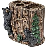 Woodland Bears Around the Tree Toothbrush Holder | Rustic Resin, Bear-Themed Organizer, Cabin &amp; Lodge D&eacute;cor, Holds 3 Brushes, Toothpaste, or Razor