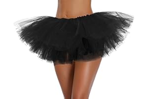 G&J ONLINE Tutu Skirt for Women Adult Classic Elastic 3 4 5 Layered Tulle Party Marathon Dance Costume Skirts
