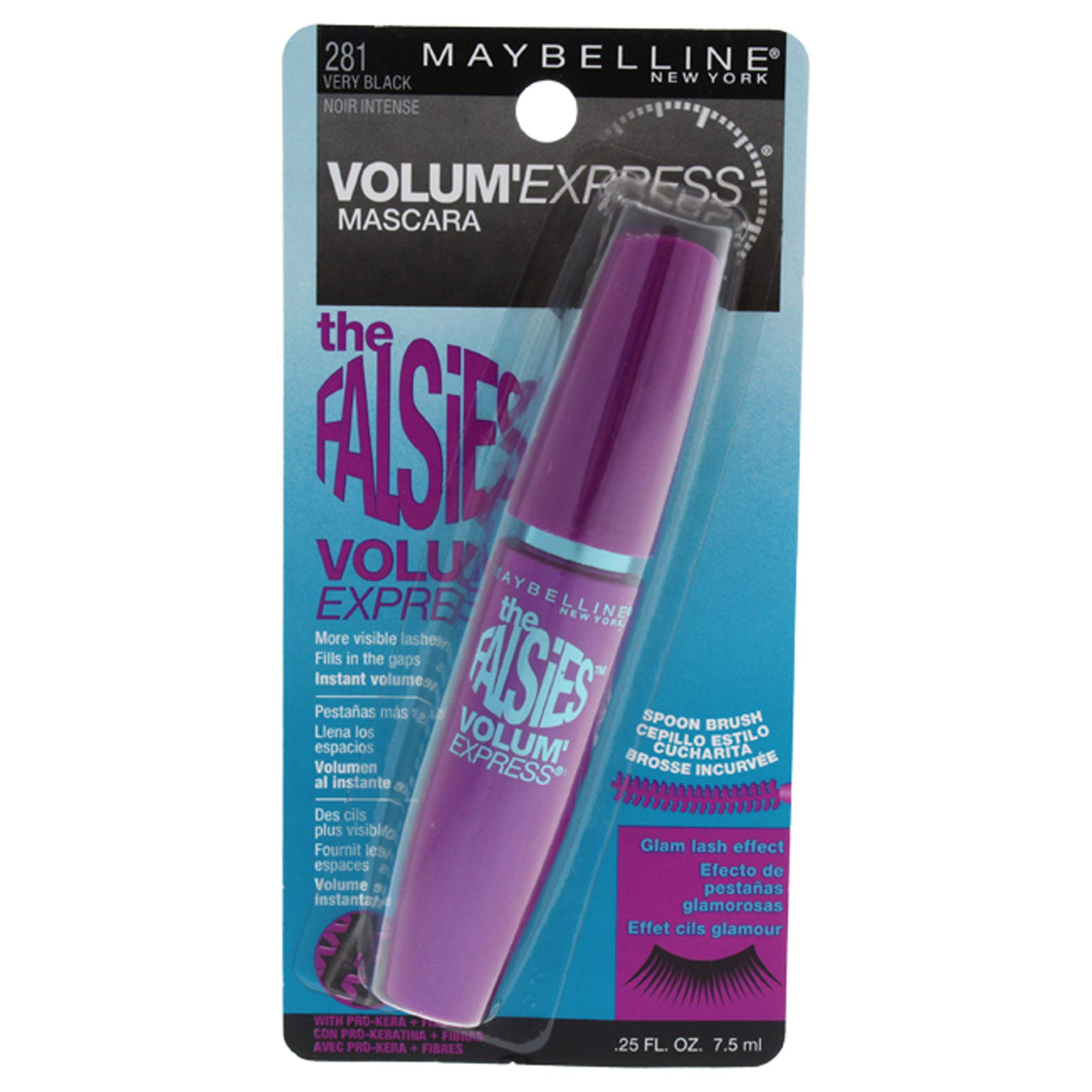 Photo 1 of Maybelline Volum' Express The Falsies Washable Fiber Mascara, Volumizing and Separating Make Up Formula, Very Black, 1 Count