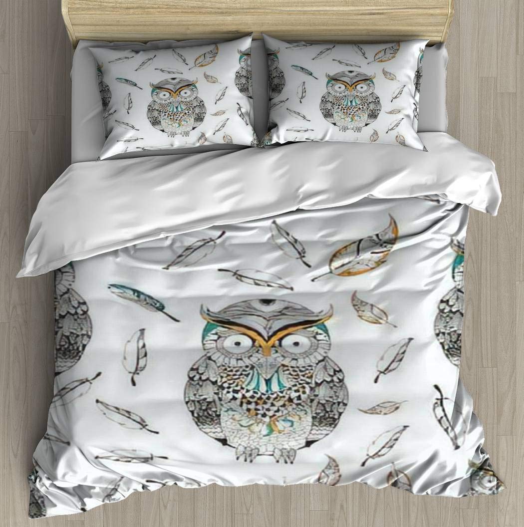 Soft Printed Bedding Set Tribal boho style owl in vector seamless pattern  Duvet Cover Pillow Case Pattern Duvet Cover Sets with pillowcase King size