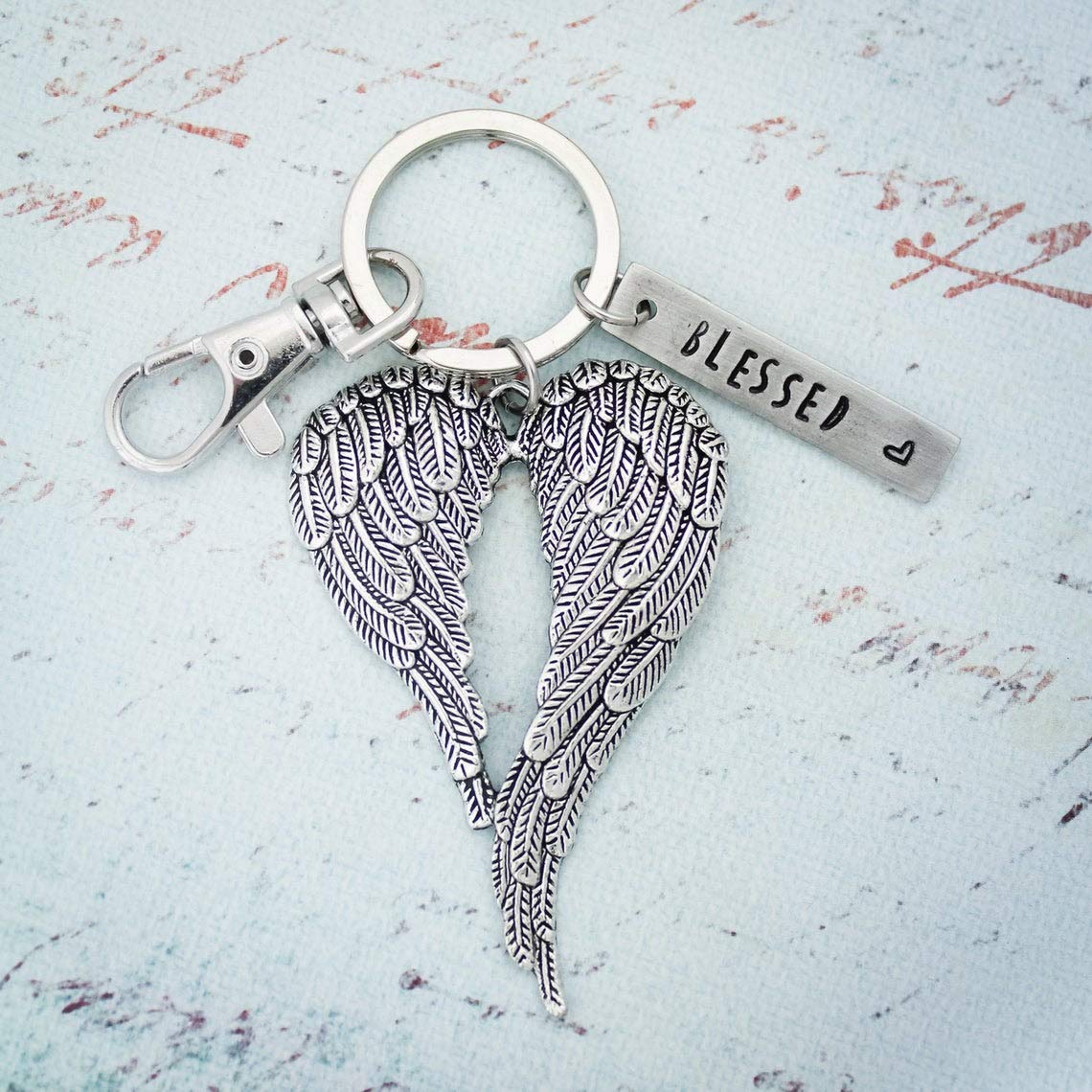Angel Wing Key Chain, Angel Wing Blessed Heart KeyChain