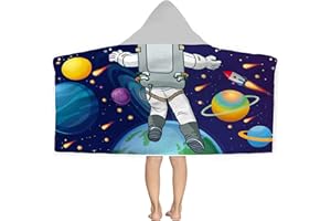 BONSAI TREE Kids Beach Towel, Kids Bath Towels with Hood, Outer Space Theme Hooded Towel for Boys Girls 30"x50", Cool Kids Towel Gifts Cartoon Microfiber Soft Bath Towel Poncho Bathrobe Wrap Robe for Swin Pool