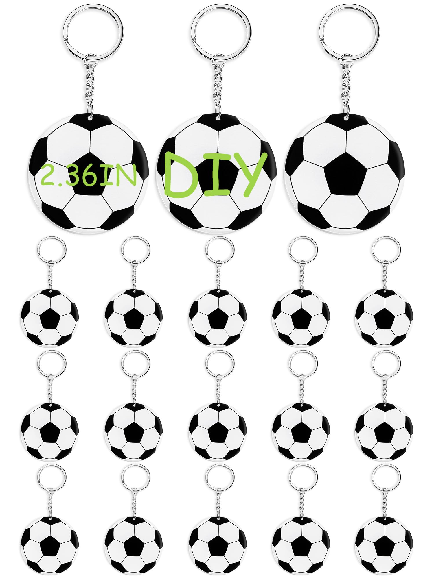 Photo 1 of Taiyin 18 Pack Large Size Soccer Acrylic Keychain Bulk with 1 Black Marker for DIY Sublimation Vinyl Sticker DIY Craft for Personalized Soccer Party Favor Gift Fillers Bag Team Gift Birthday Ornament