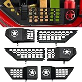 Metal Front and Rear Door Pocket Storage for Jeep Wrangler | Door Pocket for Wrangler JL/JLU 4XE (2018-2025) &amp; Gladiator JT (2020-2025) | Door Storage Accessories | Non-Fit Power Seats | 4PCS, Star