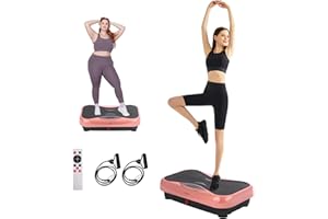OKATOPGEAKO Whole Body Vibration Plate Exercise Machine – Power Vibrating Plate for Lymphatic Drainage Weight Loss, Shake Plate Exercise Platform with Touch Screen & Resistance Bands, Equipment for Women Men