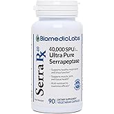 Serra-RX 40,000 SPU Serrapeptase - Acid-Resistant Proteolytic Systemic Enzyme, Non-GMO, Gluten Free, Vegan, 90 Veg Capsules