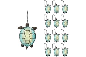 Sunlit Sea Turtle Shower Curtain Hooks, Home Decorative Shower Curtain Rings for Bathroom, Resin, Ocean Shower Curtain Hanger