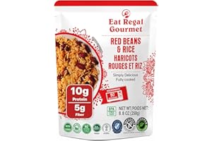 Eat Regal Ready to Eat Red Beans & Rice, 10g Protein & 5g Fiber per Pouch, 1.5 Minutes Microwave Rice, Creole-Inspired Flavor, Gluten-Free, Halal & Kosher, BPA-Free Pouch, 8.8 oz Pack of 6