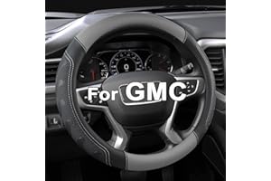 GIANT PANDA Steering Wheel Cover for GMC Sierra Acadia Terrain Yukon(Gray+Black-Standard Size)