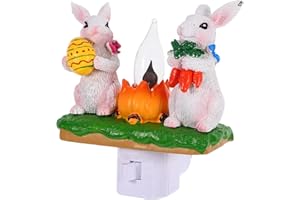 MAGICLULU Resin Bunny Night Light for Bedroom Cute Easter Rabbit Lamp with Twinkling LED Lights Energy-Saving