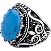 555Jewelry Solid Stainless Steel Gold Silver Rings for Men Turquoise Green Tiger Eye Ring Vintage Mens Rings Pinky Large Onyx Biker Signet Ring for Men US Size 8-13