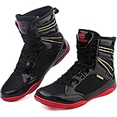 BKWHDAY Boxing Shoes Men Wrestling Shoe for Mens Weightlifting Powerlifting Deadlift Squatting High Top Fitness Zero Drop
