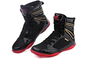 BKWHDAY Boxing Shoes Men Wrestling Shoe for Mens Weightlifting Powerlifting Deadlift Squatting High Top Fitness Zero Drop