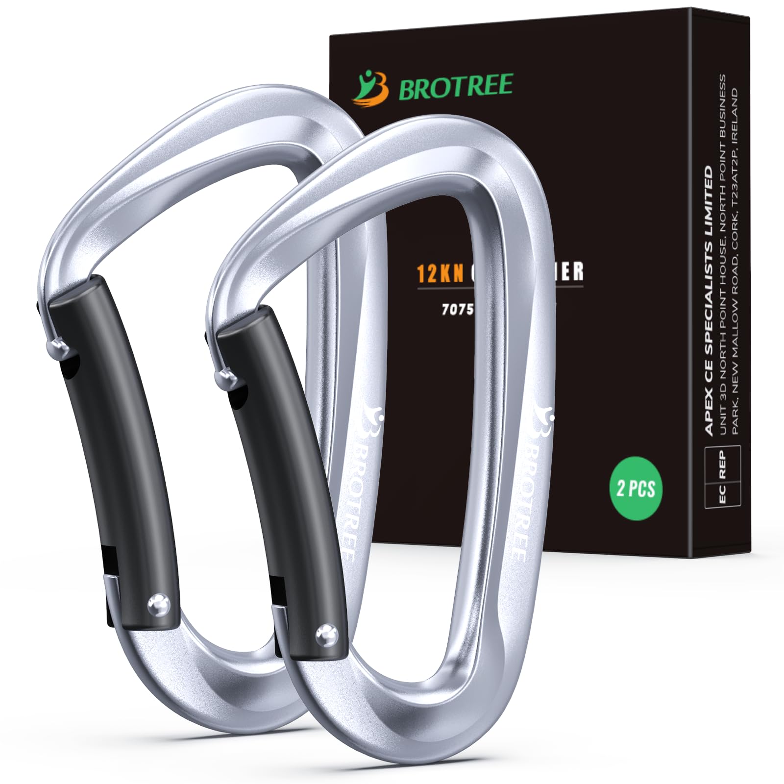 BROTREE Locking Carabiner Clips 12KN (1200 kg) Heavy Duty Carabiners for Hammock, Camping, Hiking, Backpack and More (2 or 4 Packs)