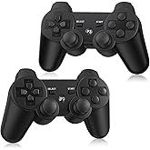 PS3 Controller Wireless 2 Pack, with 2 Charging Cables, Compatible with PlayStation 3 - Black