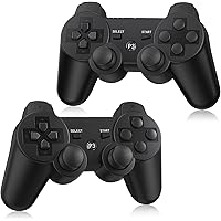 PS3 Controller Wireless 2 Pack, with 2 Charging Cables, Compatible with Playstation 3 - Black