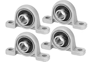 HiPicco Pillow Block Bearing, 4Pcs KP001 Flange Mounted Pillow Bearings - Bore 12mm/0.47" ID Self Alignment Zinc Alloy Plumme