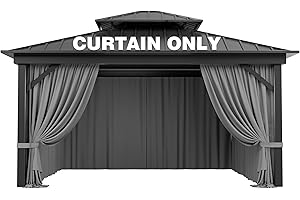 Pakunoda Gazebo Curtain Replacement Universal 4-Panel Sidewalls 10' X 13', Outdoor Privacy Curtains with Double Zipper, Replacement for Patio, Outdoor Canopy, Garden, and Backyard (Curtain Only)