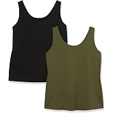 Amazon Essentials Women's 100% Cotton Sleeveless Tank (Available in Plus Size), Pack of 2