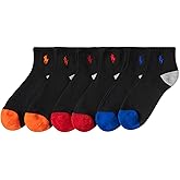 POLO RALPH LAUREN boys Classic Sport Ankle Socks - 6 Pair Pack - Soft Stretchy Yarn & Stay Up Top