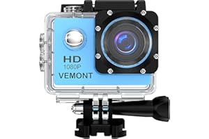 VEMONT Action Camera, 1080P 12MP Sports Camera Full HD 2.0 Inch Action Cam 30m/98ft Underwater Waterproof Camera with Mounting Accessories Kit