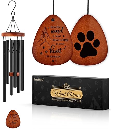 Pet Memorial Wind Chime – 26 Inch, Wooden Sympathy Gift For Loss Of Dog, In Loving Memory Keepsake