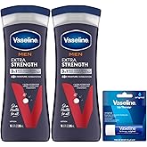 Vaseline Lotion for Men Extra Strength 3-in-1 for Face, Hands & Body + Original Lip Therapy for Dry Lips with Petroleum Jelly (3 Piece Set)